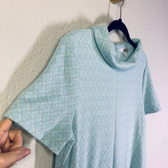 TYLER BOE‎ Dress Medium Kristen Knit Morning Sky Inverted Pleated Front Shift - Picture 7 of 13